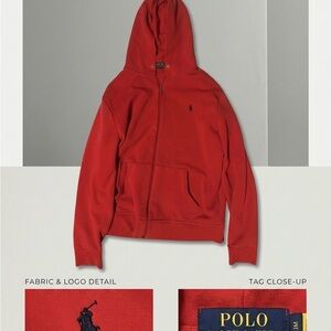 Polo by Ralph Lauren Red Zip Up Sweater